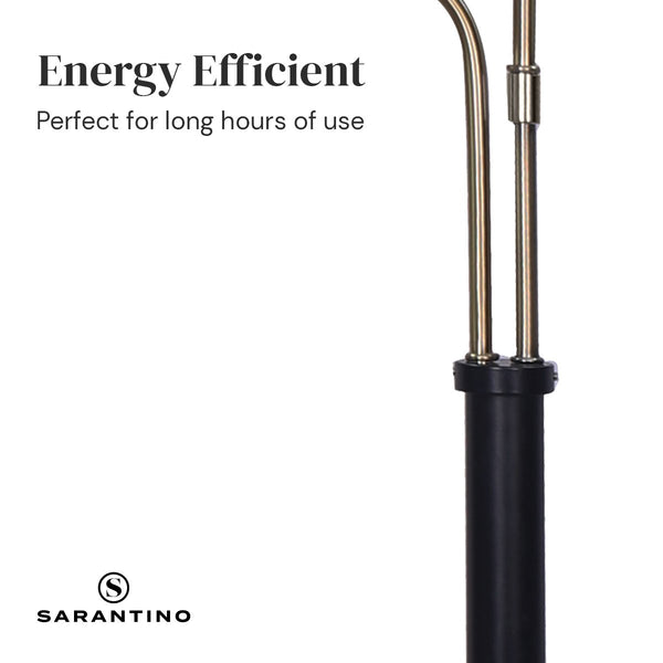 Sarantino LED Metal Table Desk Lamp Adjustable 2 Lights Brushed Gold Black