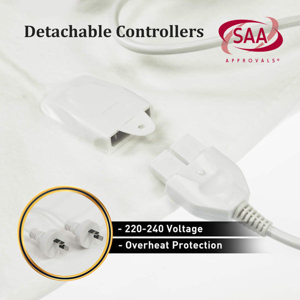 Laura Hill Electric Blanket Dual Control 3 Levels Timer Washable 40cm Queen