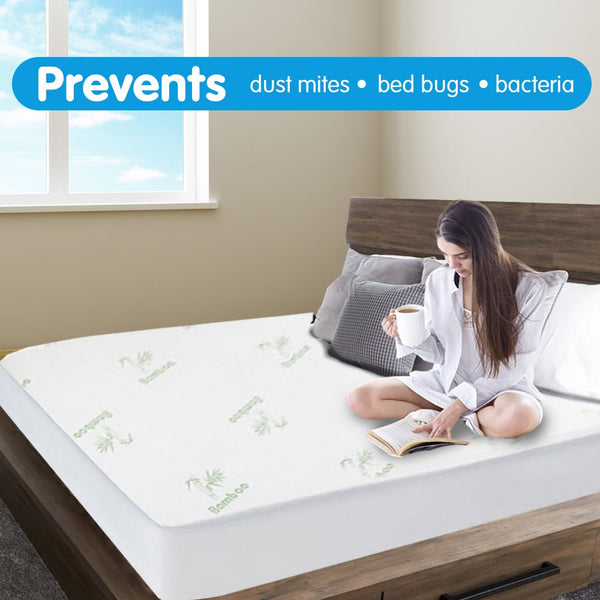 Laura Hill Waterproof Fitted Bamboo Mattress Protector Underlay 35cm Queen