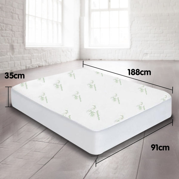 Laura Hill Waterproof Fitted Bamboo Mattress Protector Underlay 35cm Single