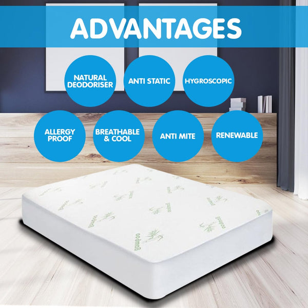 Laura Hill Waterproof Fitted Bamboo Mattress Protector Underlay 35cm Single