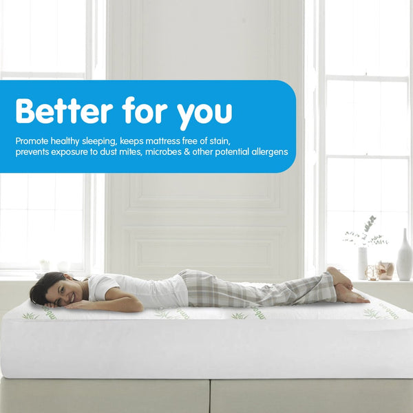 Laura Hill Waterproof Fitted Bamboo Mattress Protector Underlay 35cm Single