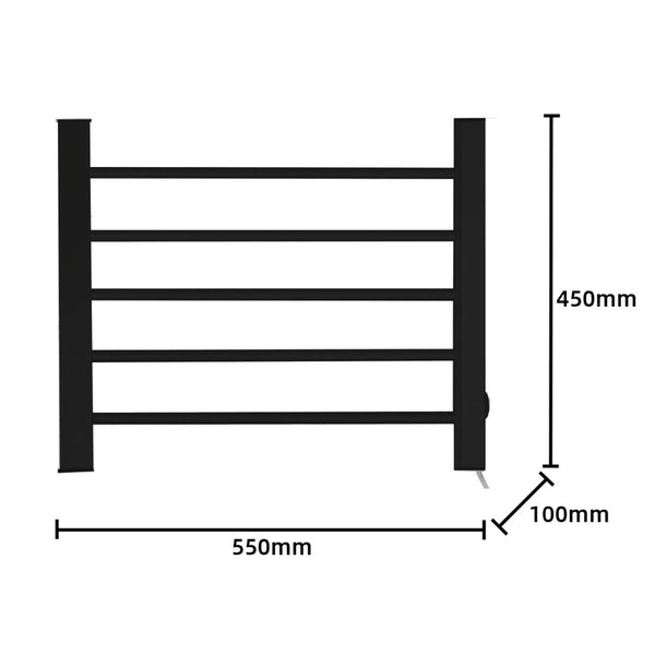 Pronti Aluminium Heated Towel Rail Rack Electric Bathroom Warmer Black