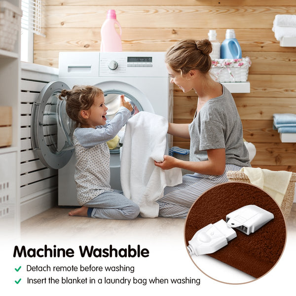 Laura Hill Heated Electric Throw Blanket Coral Fleece 9 Settings Brown 160 x 130cm