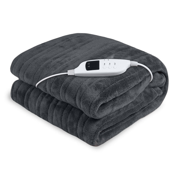 Laura Hill Heated Electric Throw Blanket Coral Fleece 9 Settings Grey 160 x 130cm