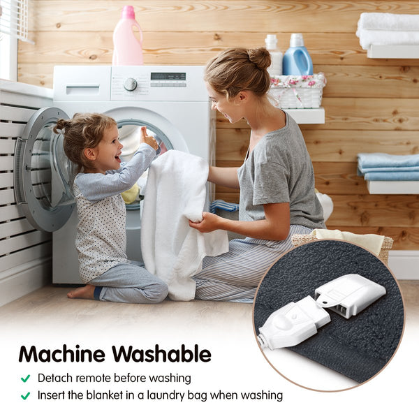 Laura Hill Heated Electric Throw Blanket Coral Fleece 9 Settings Grey 160 x 130cm