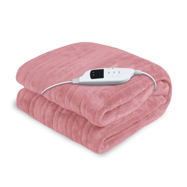 Laura Hill Heated Electric Throw Blanket Coral Fleece 9 Settings Pink 160 x 130cm