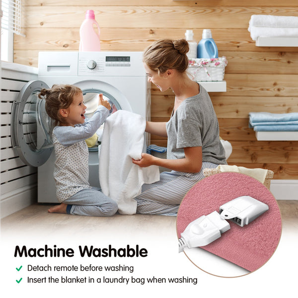 Laura Hill Heated Electric Throw Blanket Coral Fleece 9 Settings Pink 160 x 130cm