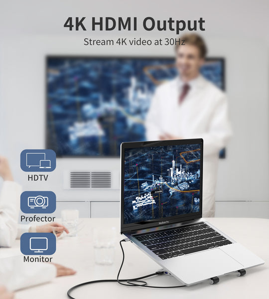 Choetech 7-in-1 USB-C Multiport Adapter Foldable Adjustable Laptop Stand Holder