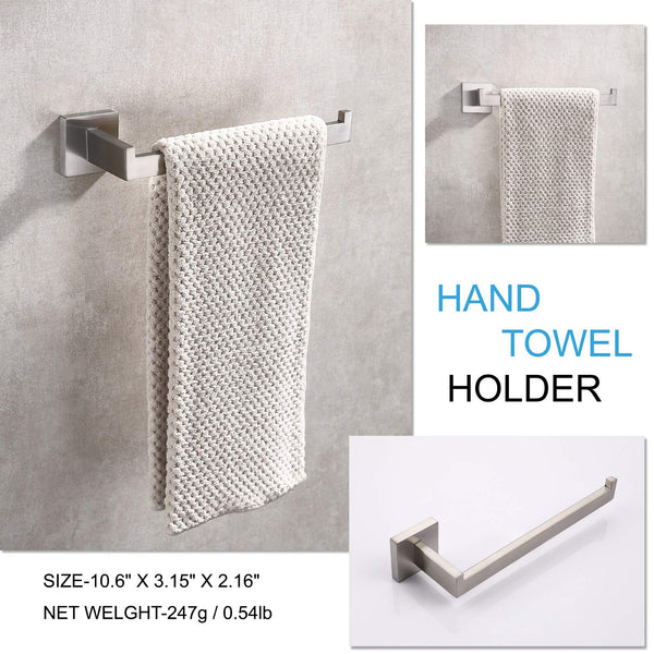 Stainless Square Hand Towel Holder Hanger Wall Mount Bathroom Kitchen