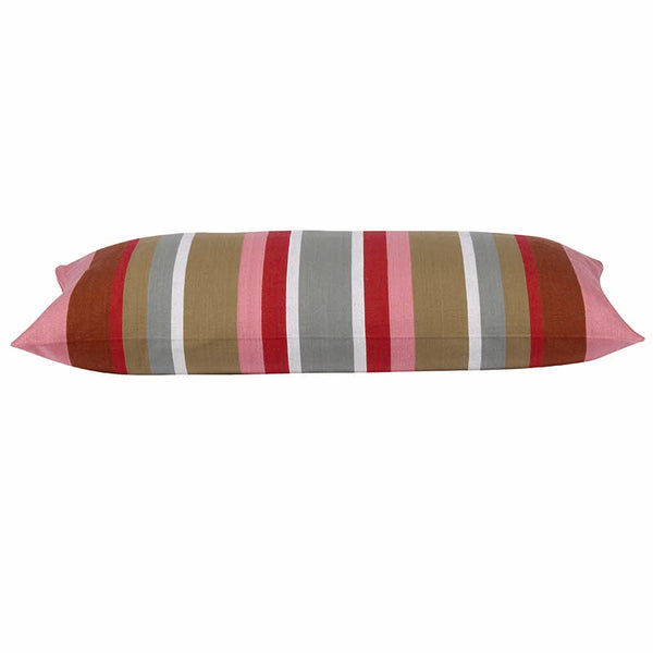 Corban Rose Pink Brown Striped Cushion Cover Rectangle 35x70cm