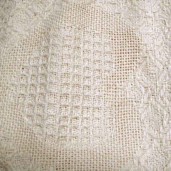 Knitted Heart Cotton Cushion Cover 43cm Square Natural