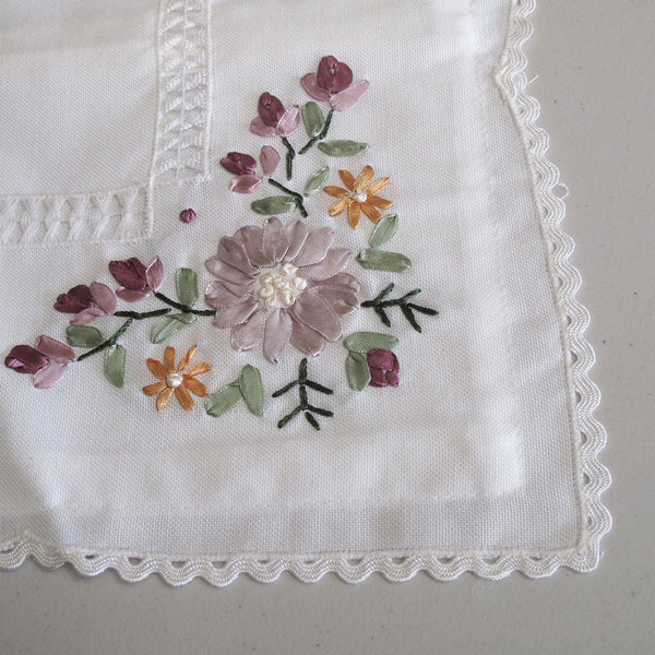 Victoriana Floral Applique Embroidered Cushion Cover Square White 45cm