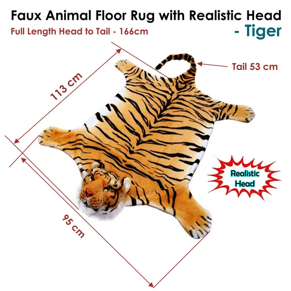 Realistic Wild Tiger Faux Animal Floor Rug 95 x 166cm