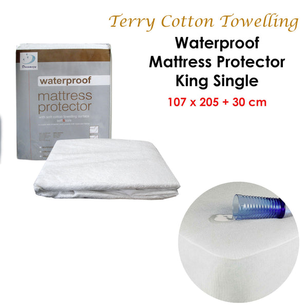 Fully Fitted Terry Waterproof Mattress Protector 30cm Wall King Single