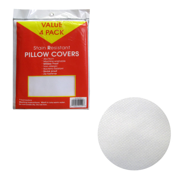 Pack of 4 Stain Resistant Pillow Protectors 46 x 74cm