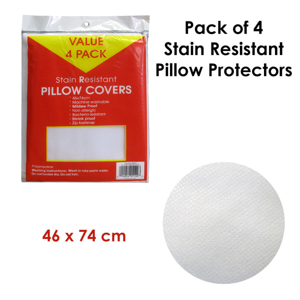 Pack of 4 Stain Resistant Pillow Protectors 46 x 74cm