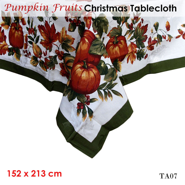 Christmas Xmas Pumpkin Jacquard Tablecloth 152 x 213cm