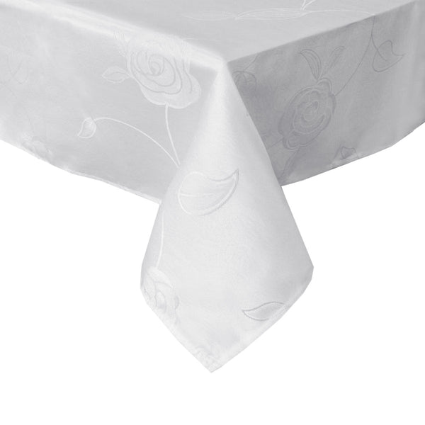 Rosa Floral Jacquard Tablecloth Rectangular 135 x 180cm White