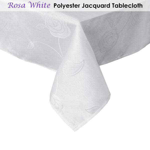 Rosa Floral Jacquard Tablecloth Rectangular 135 x 180cm White