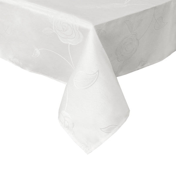 Rosa Floral Jacquard Tablecloth Rectangular 150 x 210cm Ivory