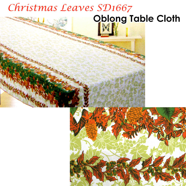 Christmas Leaves Rectangular Tablecloth 150 x 340cm