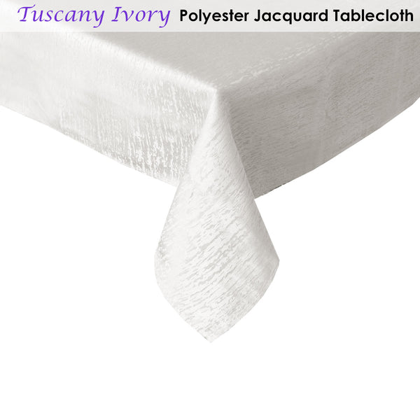 Tuscany Textured Jacquard Tablecloth Rectangular 135 x 180cm White