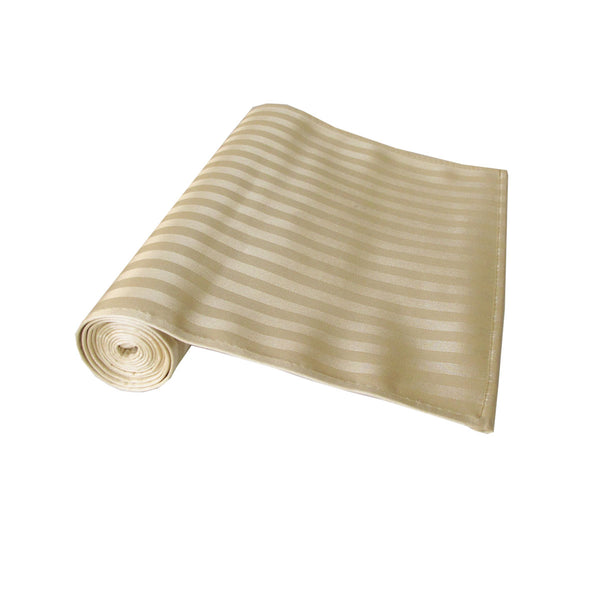 Striped Satin Jacquard Table Runner Cream 30 x 160cm
