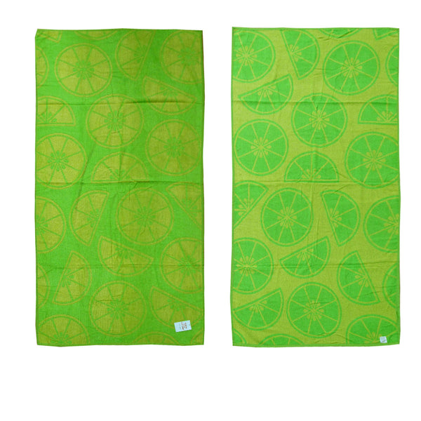 Jacquard Velour Cotton Reversible Beach Towel 81 x 162cm Lime Citrus