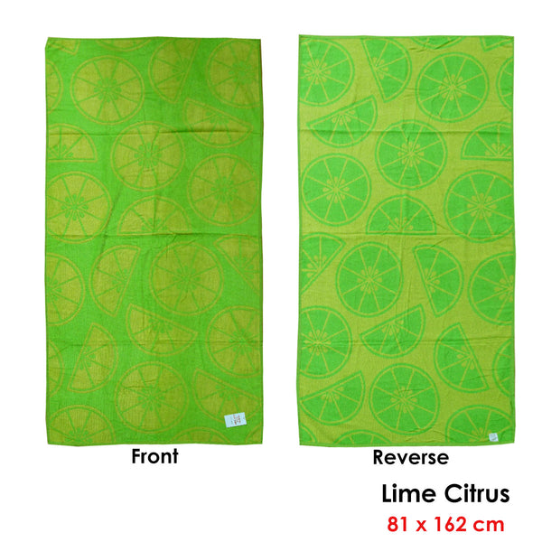 Jacquard Velour Cotton Reversible Beach Towel 81 x 162cm Lime Citrus