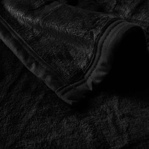 1000GSM 2 Ply Mink Blanket Rug Throw Queen Black 200 x 240cm