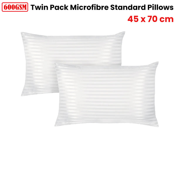 600GSM Twin Pack Microfibre Standard Pillows 45 x 70cm