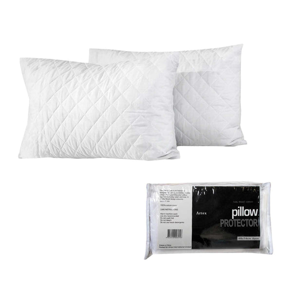 Artex Pair of Cotton Quilted Standard Pillow Protectors 48 x 74cm