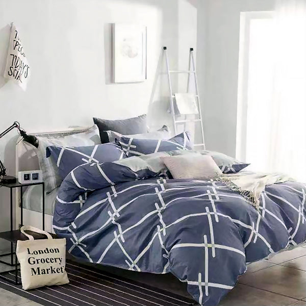Koi Cotton Reversible 350TC Quilt Doona Duvet Cover Set Grey White King
