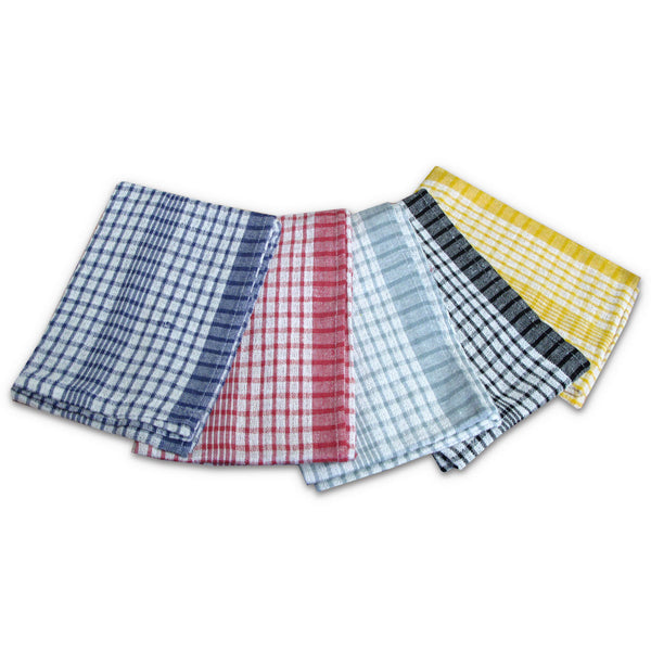 Hotel Living Set of 5 Checked Cotton Tea Towels Multicoloured