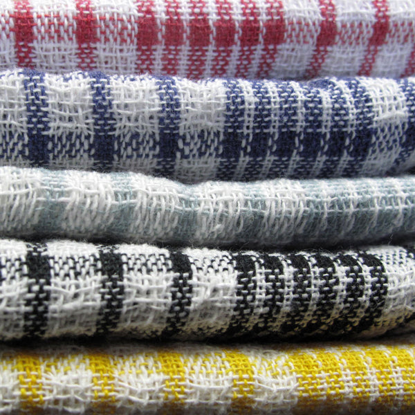 Hotel Living Set of 5 Checked Cotton Tea Towels Multicoloured