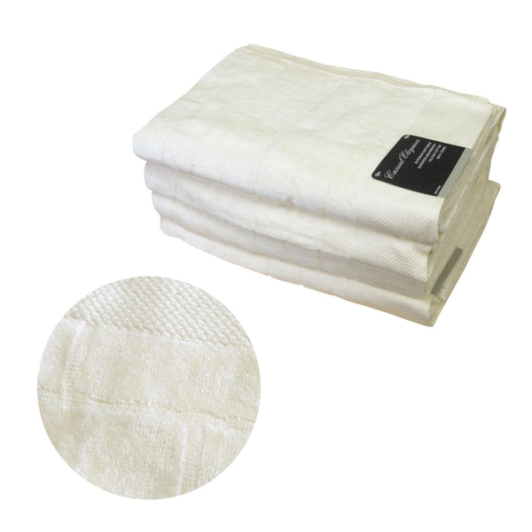 Set of 4 500gsm Cotton Velour Bath Towels Ivory 70 x 140 cm