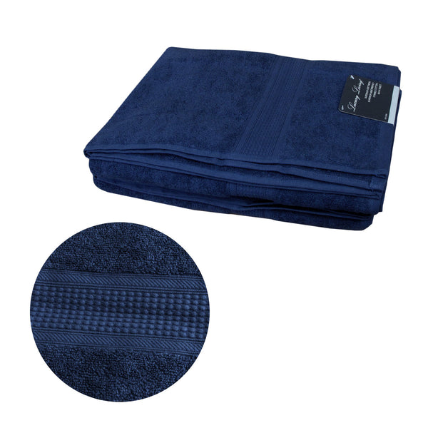 Set of 2 500gsm Cotton Bath Sheet Navy Blue 80 x 160 cm