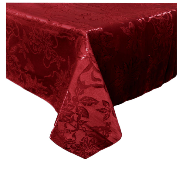 Jacquard Floral Tablecloth Rectangular Red 132 x 178cm