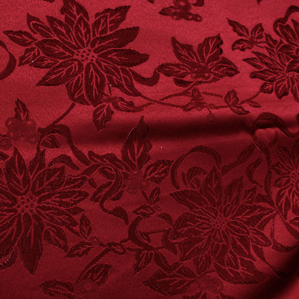 Jacquard Floral Tablecloth Rectangular Red 132 x 178cm