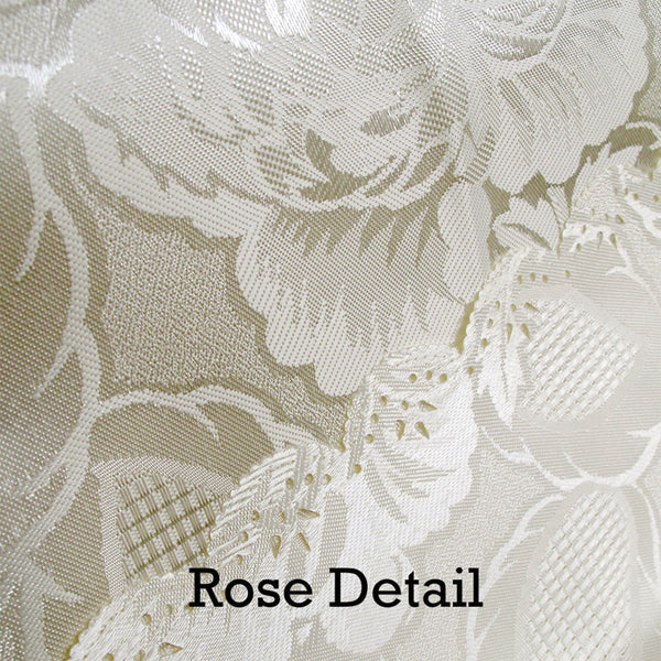 Rose Jacquard Floral Tablecloth Rectangular Ecru 150 x 270cm