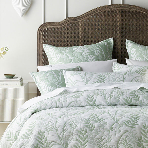 Bianca Eden Botanical Bedspread Coverlet Comforter Set Sage Green Double