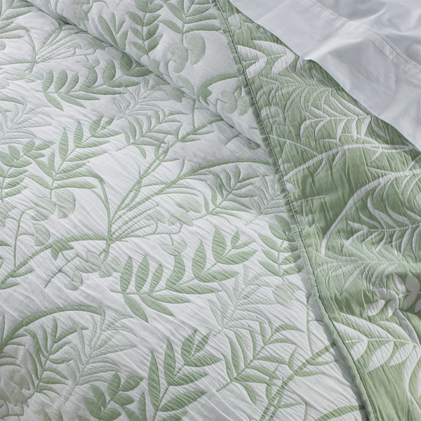 Bianca Eden Botanical Bedspread Coverlet Comforter Set Sage Green Double