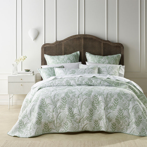 Bianca Eden Botanical Bedspread Coverlet Comforter Set Sage Green Queen