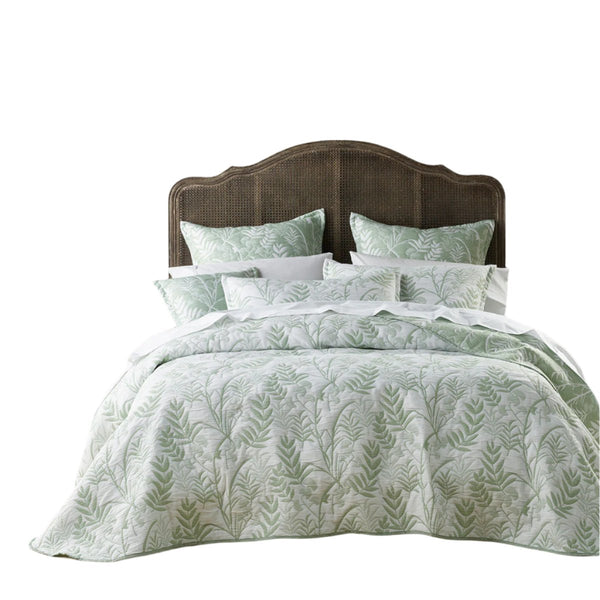 Bianca Eden Botanical Bedspread Coverlet Comforter Set Sage Green Super King