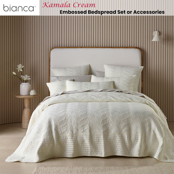 Bianca Kamala Embossed Bedspread Coverlet Comforter Set Cream Single