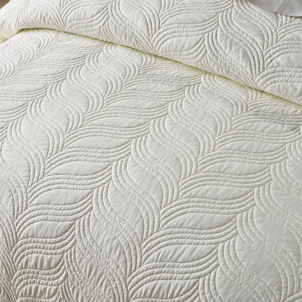 Bianca Kamala Embossed Bedspread Coverlet Comforter Set Cream Single