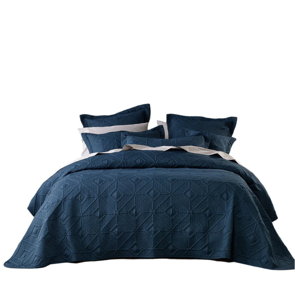 Bianca Kazimir Geometric Bedspread Coverlet Comforter Set Navy Single Double