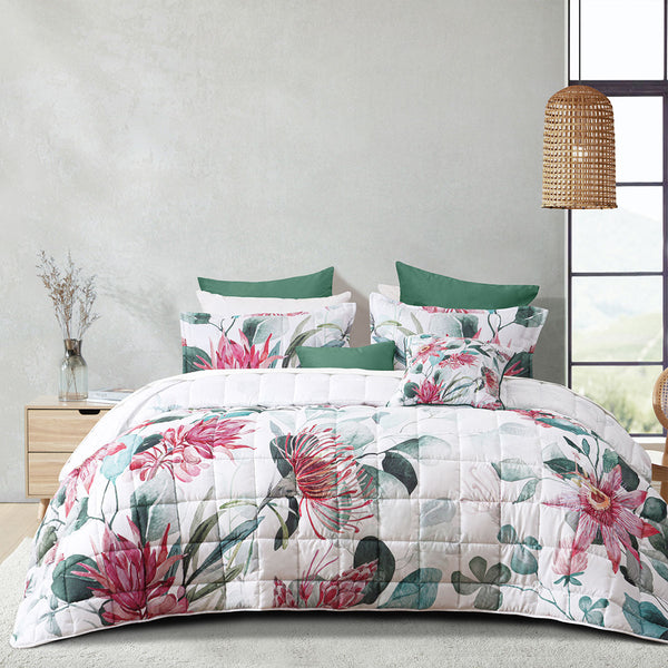 Bianca Nikita Protea Floral Bedspread Coverlet Comforter Set Super King
