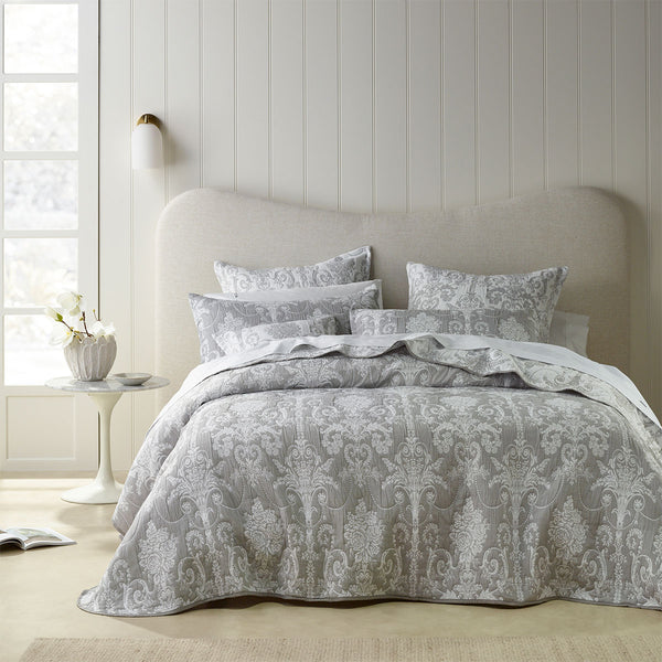 Bianca Olivia Rose Jacquard Bedspread Coverlet Comforter Set Grey Queen King